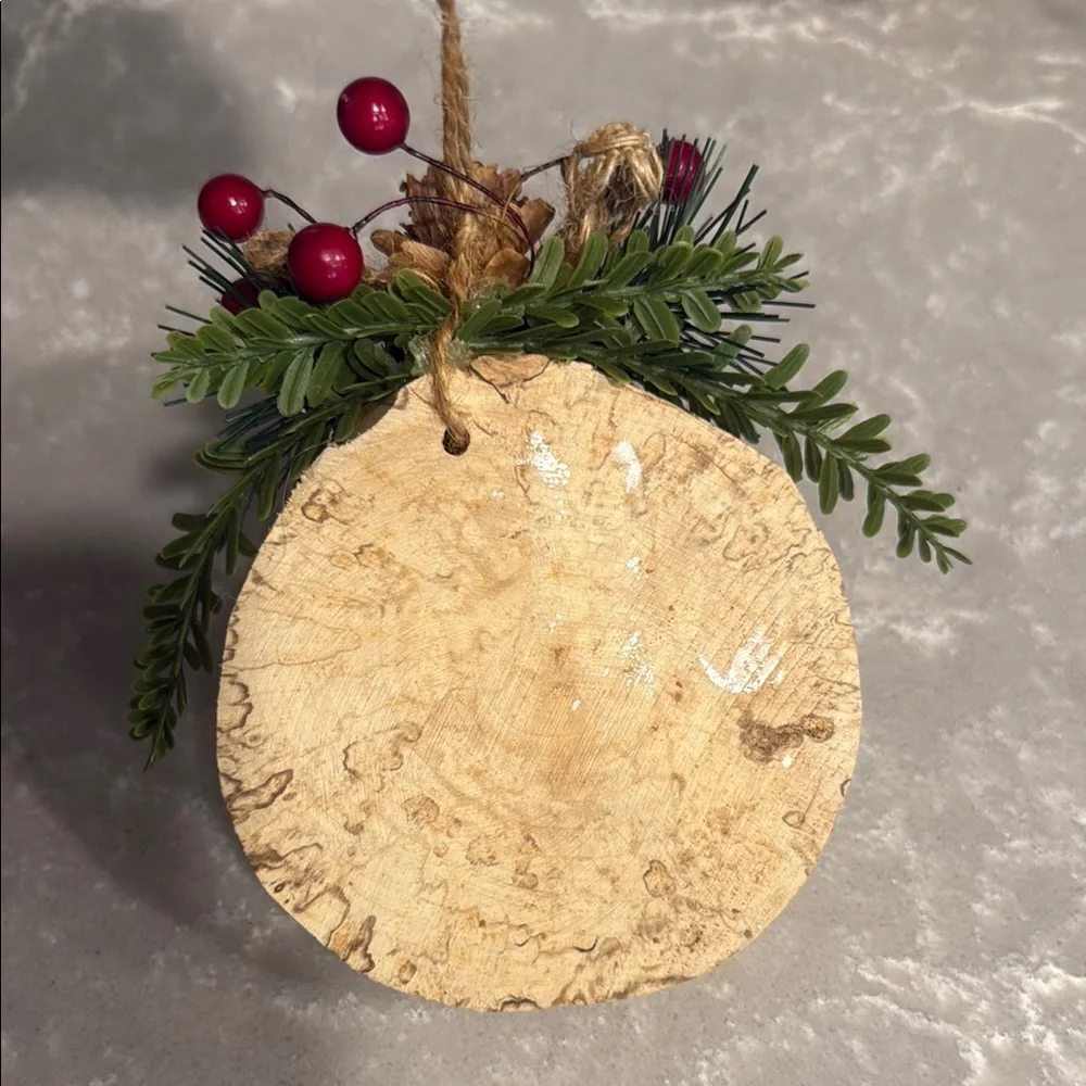 Festive Pinecone and Wooden Let it Snow Ornament Set - Gold Black White Brown